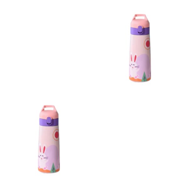 Billuyoard Botella de agua para bebé con revestimiento interior de acero inoxidable que promueve hábitos de bebida seguros Selección estricta 500ml Rosa directo 2Conjunto