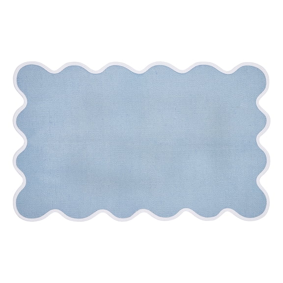 My Texas House Blue Scallop Indoor/Outdoor Layering Rug, 24" x 38"