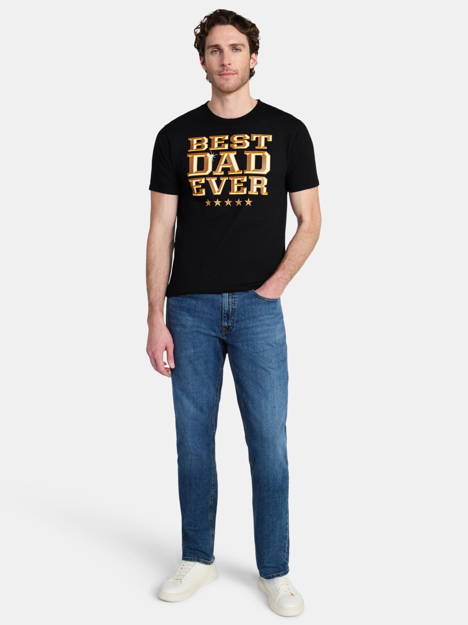 Father's Day Men's Best Dad Golden Graphic Tee by Way to Celebrate, Sizes XS-5XL