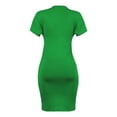 thumbnail image 5 of Lovzfmll Short Sleeve Solid Waist-Cinched Round Neck Bodycon Mini Dress for Women Relaxed Fit Crew Neck Green, L, 5 of 9