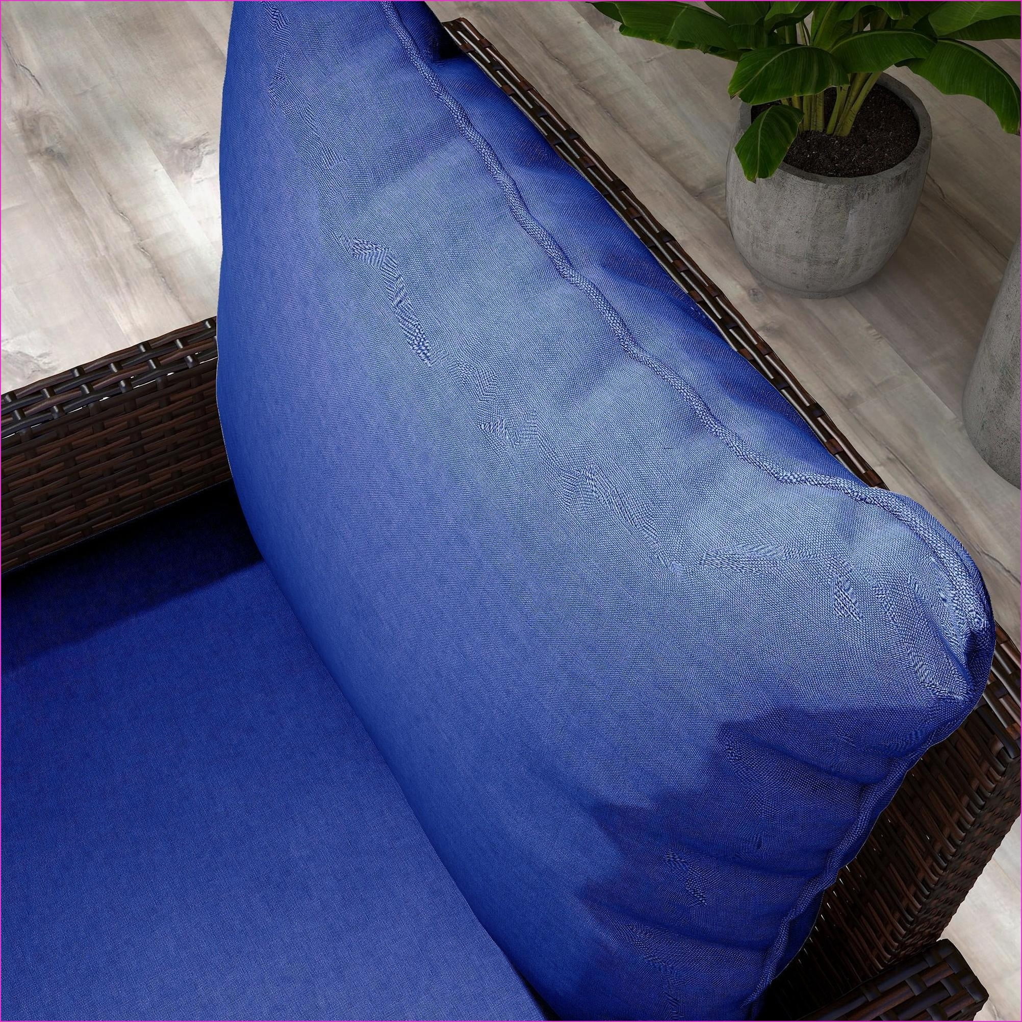 Outdoor Patio Chair Cushions | 4-Piece Replacement Set for Patio Garden Furniture, Navy Blue | Fabric | Solid Back