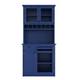 thumbnail image 6 of Sesslife Farmhouse Kitchen Pantry Storage Cabinet, Freestanding Buffet with Wine Rack, 4 Doors, Drawers and Adjustable Shelves, 74" Tall Multi-Functional Coffee Bar Cabinet Kitchen Cupboard, Blue, 6 of 7