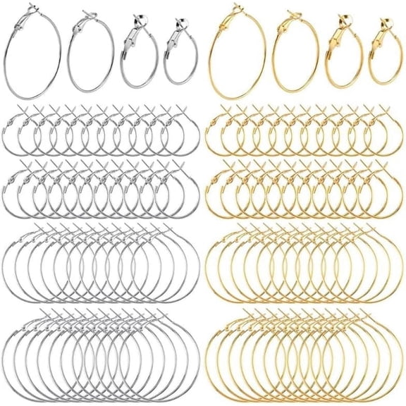 96 Pcs Alloy Earring Hoop Round Open Beading Hoop Earring Making Kit for DIY Crafts Gift Wedding Party Festival Earring Making kit for Adults Women