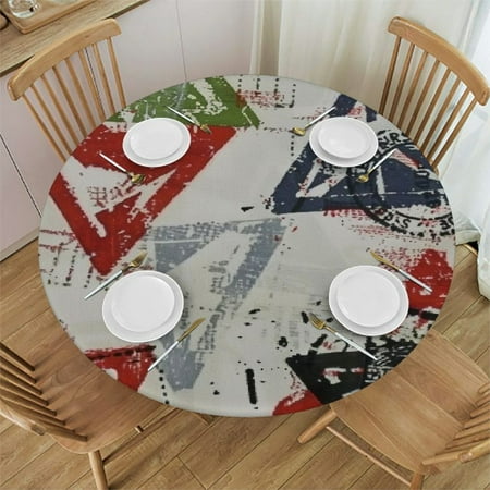 

BCIIG Stamps Triangle Silk Screen Round Table Cover Stain Resistant Washable Indoor Outdoor Tablecloth Kitchen Dining Wedding Parties 100% Polyester Waterproof Table Cloth 42 -46