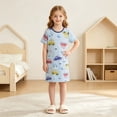 thumbnail image 5 of akafmk Girls Dresses Knit Short Sleeve T-Shirt Dress Cute Thin Breathable Sleepwear Loungewear Casual Summer House Dresses, 3-13 Years, 5 of 6
