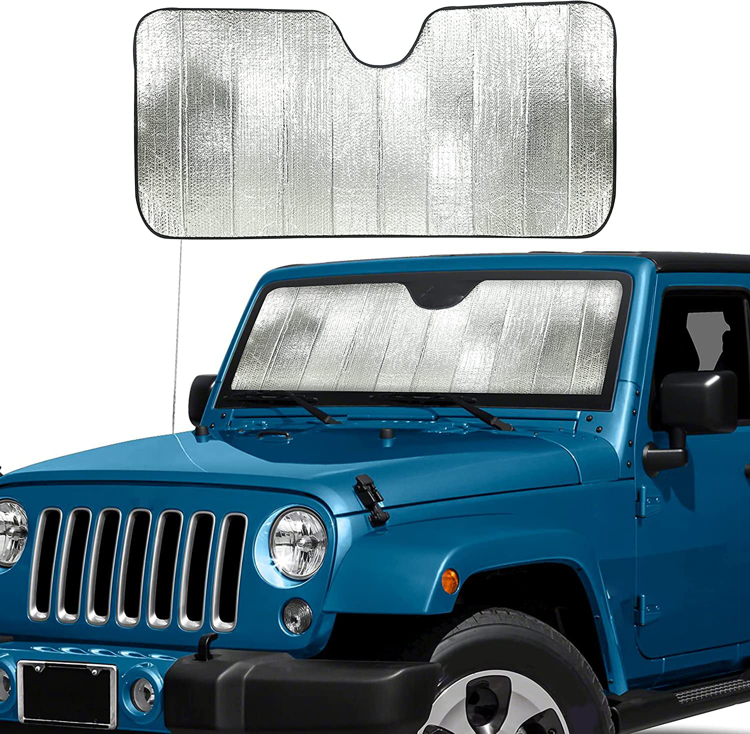 Accordion Windshield Sun Shade for Jeep Wrangler | Car Shade Front  Windshield Designed for Jeep Sahara Rubicon Wrangler 