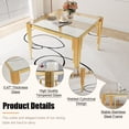 thumbnail image 3 of 37" Square Clear Tempered Glass Dining Table for 2-4 People, Modern Kitchen Table with Irregular Stainless Steel Legs, Dining Table for Small Space, Apartment Studio, Home Office, 3 of 7