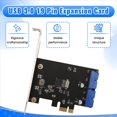 thumbnail image 3 of 10X PCI Express USB 3.0 19 Pin Expansion Card PCIE 1X to 2 Ports USB 3 19 Pin Adapter Internal USB3 20Pin Hub Header, 3 of 7