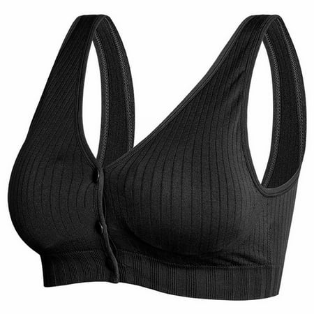 Quealent Maternity Nursing Bra for Breastfeeding Seamless Wireless Bras Sleep Bralette for Women (Black XXL)