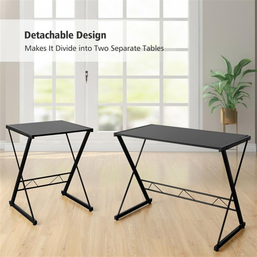 Demi Bonn L-Shaped Desk Reversible Corner Computer Desk with Movable Shelf and CPU Stand, Small Home Office Desk Study Writing Table, Walnut