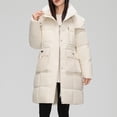 thumbnail image 5 of TFEOQRY Women's Winter Hooded Cotton Padded Coats Casual Fashion Solid Color Parkas with Pockets Zippered Reversible Long Cotton Coat White, 5 of 7