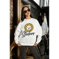 thumbnail image 6 of Women's Gameday Couture  White Pittsburgh Steelers Script Logo Oversized Premium Fleece Pullover Sweatshirt, 6 of 7