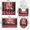thumbnail image 2 of Juego de 4 cortinas de ducha con diseño de flamencos rosados, diseño de pájaros románticos de fantasía y corazón de amor con alfombras antideslizantes, tapa de inodoro y alfombrilla de baño, juego de, 2 of 4