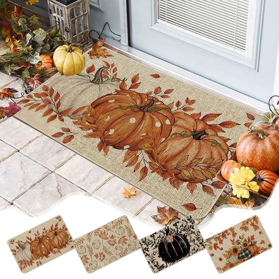 Nuoqisi Fall Doormat,Halloween Pumpkin Welcome Mat | Fall Faux Front Door Mat, Tis The Season Design Non Slip Outdoor Rug for Entryway Patio Porch Decor, Autumn Party Decor , A
