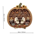 thumbnail image 3 of YAMB 2D Layered Wooden Pumpkin Ghost Ornament, Dimensional Cutout Tabletop Decor with Detachable Stand, Cute Spooky Style Decoration with Ghost & Black Cat Scene for Bedroom Home Display, 3 of 8