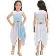 thumbnail image 3 of Oyolan Robe de Danse Ballet Asymétrique Sans Manches pour Filles, Robe d'Église Bleu Clair 10, 3 of 7