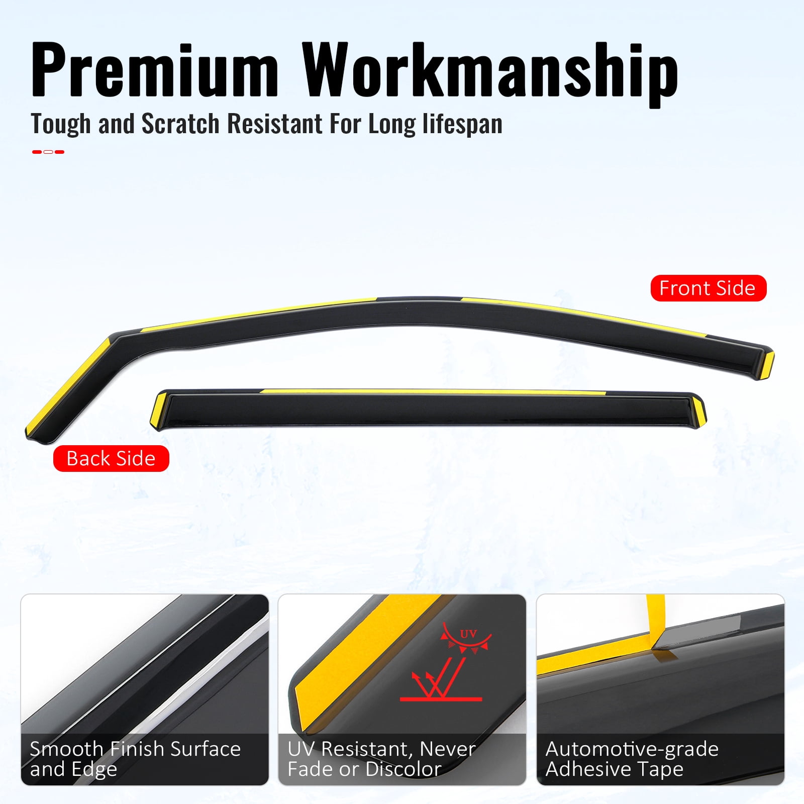 Ikon Motorsports In-Channel Window Visors Sun Shades Vent Rain Guards Side Deflectors for 2014-2019 Toyota Highlander Black PC Polycarbonate 4PCS