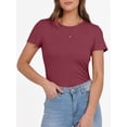 thumbnail image 4 of ANRABESS Womens Short Sleeve Tops Crewneck Ribbed Knit Slim Fit Basic Tee Casual Summer Fitted T Shirt, 4 of 9