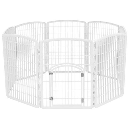 IRIS 34-inch Exercise 8-Panel Pet Playpen with Door  White