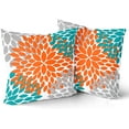 thumbnail image 2 of Orange Teal Grey Pillow Covers 18X18 Dahlias Floral Modern Farmhouse Rustic Decorative Cotton Couch Pillow Cases with Zipper Set of 2 Home Decor for Living Room Bedroom Bed Cushion Outdoor, 2 of 6