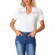 thumbnail image 1 of INSPIRAR CHIC Camiseta de Verano para Mujeres con Cuello en V, Manga Corta, Con Encaje Texturizado, Talla XL, Blanca, 1 of 6