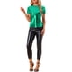 thumbnail image 2 of INSPIRAR CHIC Blusas de fiesta metálicas texturizadas de manga corta M Verde brillante, 2 of 6