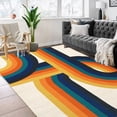 thumbnail image 2 of Hasoo 8' x 10' Area Rug for Living Room Vintage Rug Non Slip Throw Rugs Simple Abstract Geometric Indoor Carpet, Blue Orange, 2 of 6