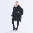 thumbnail image 1 of Flannel Autumn Winter Throw Blanket Plush Loose Mid Length Hooded Multi Functional Adult Blanket color:black, 1 of 8