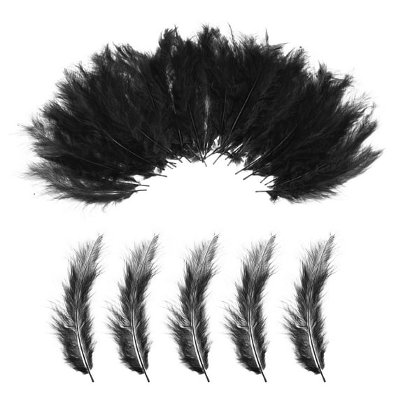 200 Pack Fluffy Turkey Marabou Feather,Black Natural Turkey Feather