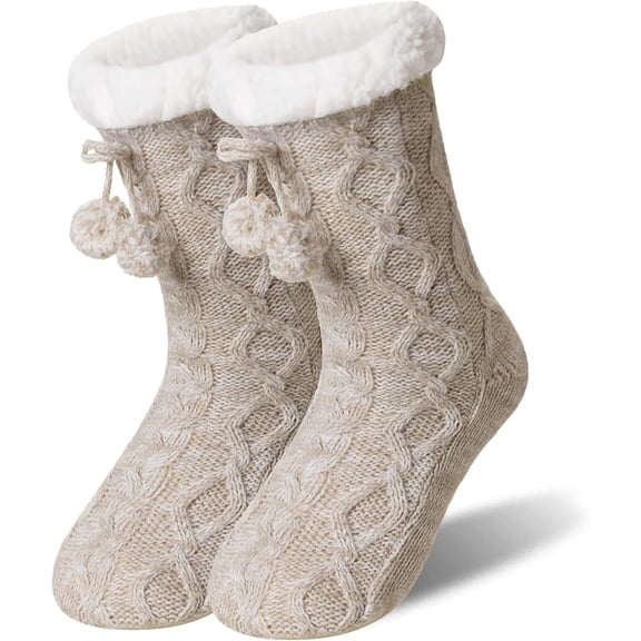 Eyean Womens Fuzzy Slipper Socks Winter Non Slip Thermal Fluffy Soft Fleece Lining Warm Home Grippers Socks