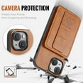 thumbnail image 5 of Allytech Slim Wallet Case for iPhone 15 Plus with Card Slots, [RFID BLOKING] [Support Magnetic Car Holder] Luxury PU Leather Stand Finger Grip Shockproof Anti-Fall Camera Protection Case - Brown, 5 of 9