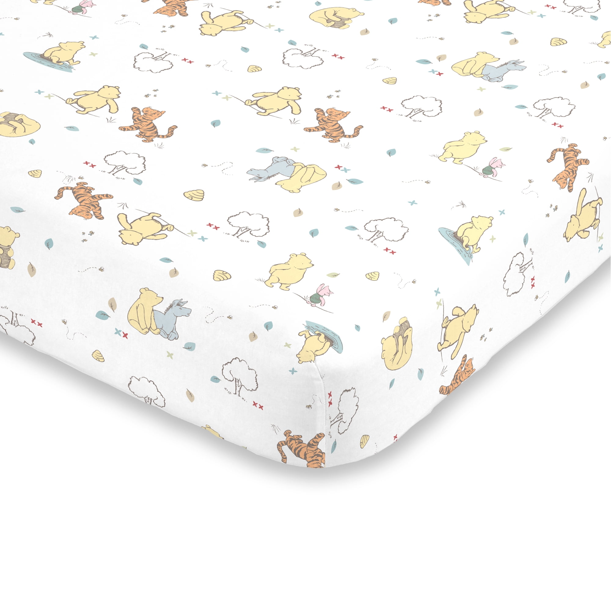 Disney 100% Cotton Fitted Crib Sheets, Winnie The Pooh Classic