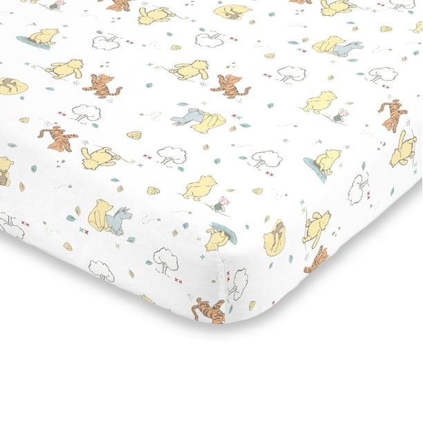 Cotton Fitted Crib Sheets Winnie The, Winnie The Pooh Twin Bedding