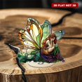 thumbnail image 4 of Revolving acrylic ornament featuring a fairy with butterfly wings in stained glass style vibrant colors on a white background with a clean border, 4 of 8