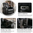 thumbnail image 3 of Power Recliner Chair with USB Ports, 270 Degree Swivel Leather Home Theater Seating with Tray Table, Phone Holder, Cup Holder and Hidden Arm Storage for Living Room, Black, 3 of 9