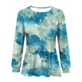 thumbnail image 5 of ChaoHeng Long Sleeve Shirts for Women 2024 Fall,Women's Casual Long-sleeved Loose Round Neck Non-positioned Printed Top(Light Blue,XL), 5 of 5