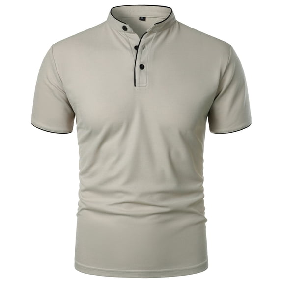 BRGZLK Men's Short Sleeve T Shirts Fashion Casual Stand Collar Slim Fit Lightweight Breathable Comfy Solid Color Basic Tees Tops for Summer Gray 3XL