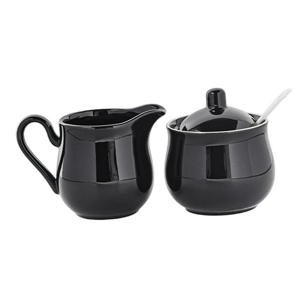 Servicio de azúcar y crema de cerámica que incluye un recipiente para crema, un servicio de café, un azucarero Negro
