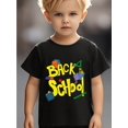 thumbnail image 1 of 1pc Kids' "Back to School" Graphic Tee - Vibrant Cartoon Design with Books, Rulers & Backpacks, Crew Neck, Medium Stretch, Regular Fit - Casual Summer Wear, School Themed Apparel, 1 of 7