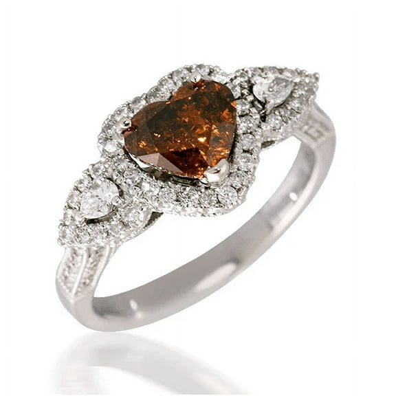 Natural Brown Diamond Three Stone Ring in 925 Sterling Silver - Anniversary Gift