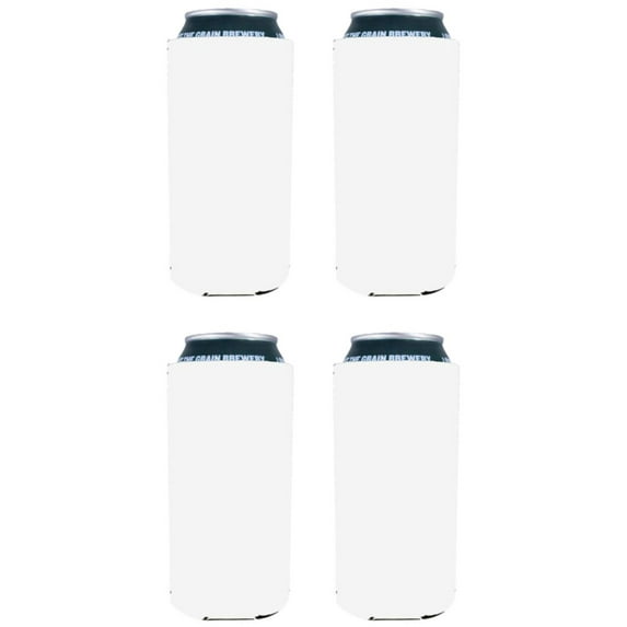 Blank Neoprene Collapsible 16 oz. Can Coolie (4 Pack, White)