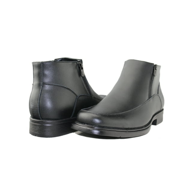 Tanleewa Men's Leather Snow Winter Boots Fur Lined Side Zipper Fashion Shoe Size 7.5 Adult Male