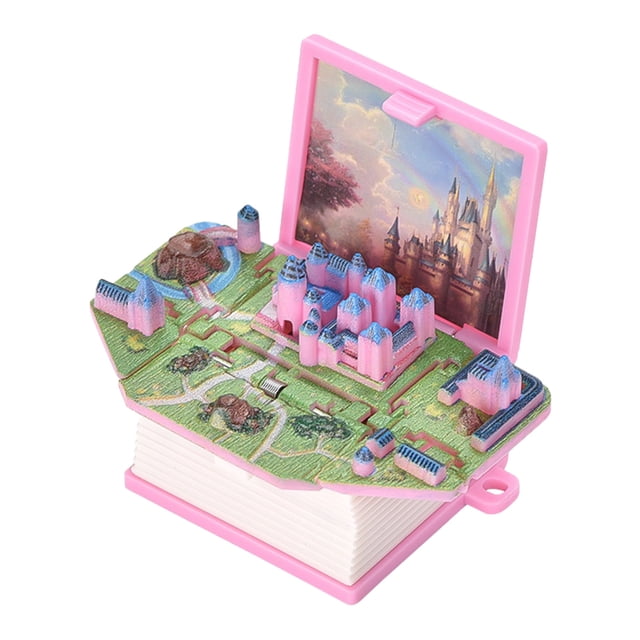 3D Castillos Juguetes para Niños Mini PopUp Llavero Mini Dinosaurios Figuras Libro Pequeño Regalo para Cubo Rosa Marrón