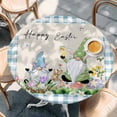 thumbnail image 2 of Easter Round Tablecloth, Fitted Table Cover with Elastic for 45"-54" Round Tables, Spring Gnomes Bunny Butterfly Duck Floral Plaid Table Cloth Outdoor Indoor Dinning Party Waterproof Tablecloths, 2 of 7