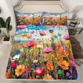 thumbnail image 2 of Manfei Rustic Daisy Blossom Twin Sheet Sets,Countryside Floral Twin Fitted Sheet,Watercolor Flower Flat Sheet For Girls Teens,Microfiber Bedroom Decor,3-Piece, 2 of 7