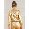 thumbnail image 5 of YIZYIF Girls Jazz Hip Hop Dance Tops Youth Juniors Metallic Long Sleeve Jacket Outwear,Sizes 6-16 Gold 10, 5 of 7