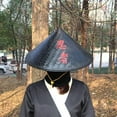 thumbnail image 4 of HAHADAXA Handmade Weave Straw Hat Black Bamboo Hat Chinese Style Samurai Headwear Prop Shade Caps Fisherman Rattan Hat, 4 of 7