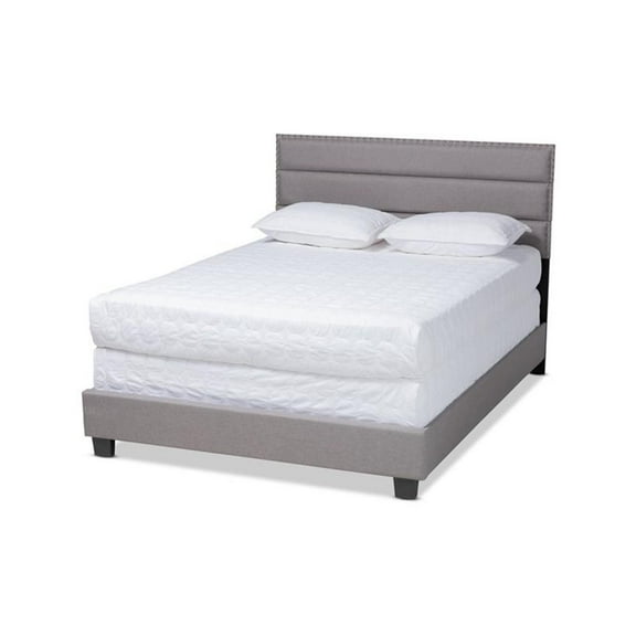 Bowery Hill Queen Size Gray Fabric Upholstered Bed