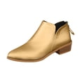 thumbnail image 3 of Willtoo Women's Ankle Boots Low Heels Chunky Fashion Zipper Dressy Booties for Women Pointed Toe Slip On Dress Short Shoes Gold, 3 of 5