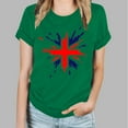 thumbnail image 2 of WREESH Women's Round Neck Uk Flag Print T-Shirt Short Sleeve Fashion Blouse Green, 2 of 5